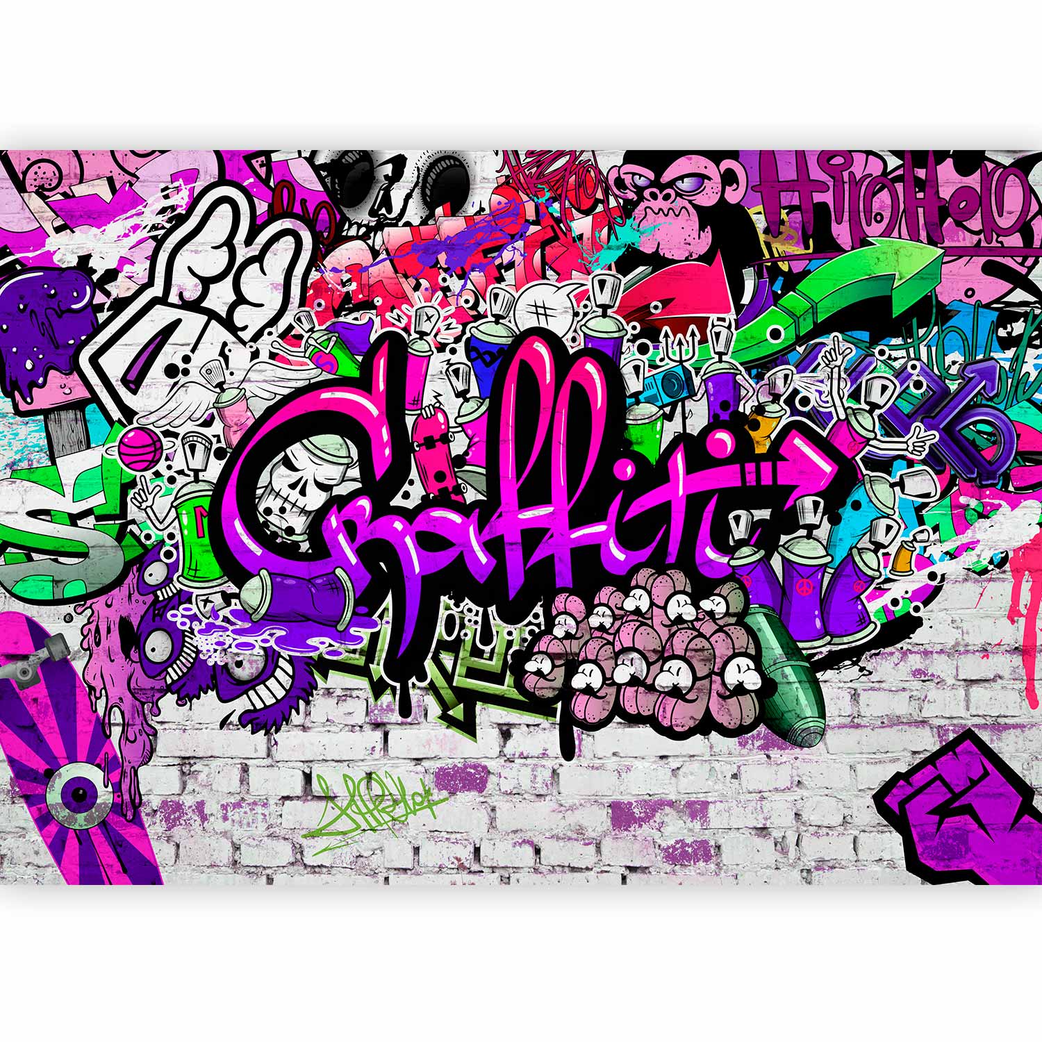 Purple Graffiti Urban Wall Mural