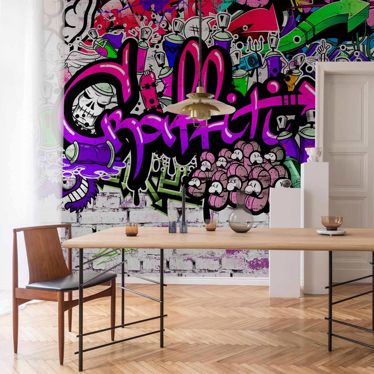 Purple Graffiti Urban Wall Mural
