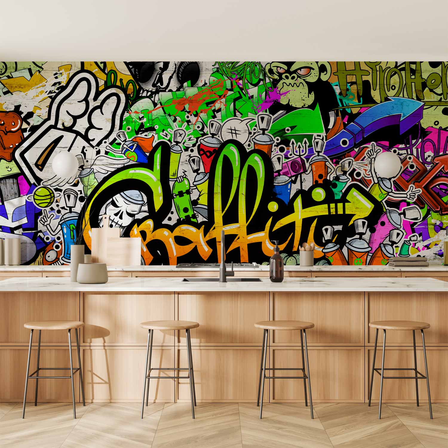 Urban Graffiti Colourful Wall Murals