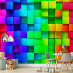 Colourful 3D Cube Illusion Wall Mural