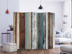 Colorful Striped Wood Texture 5-Panel Room Divider