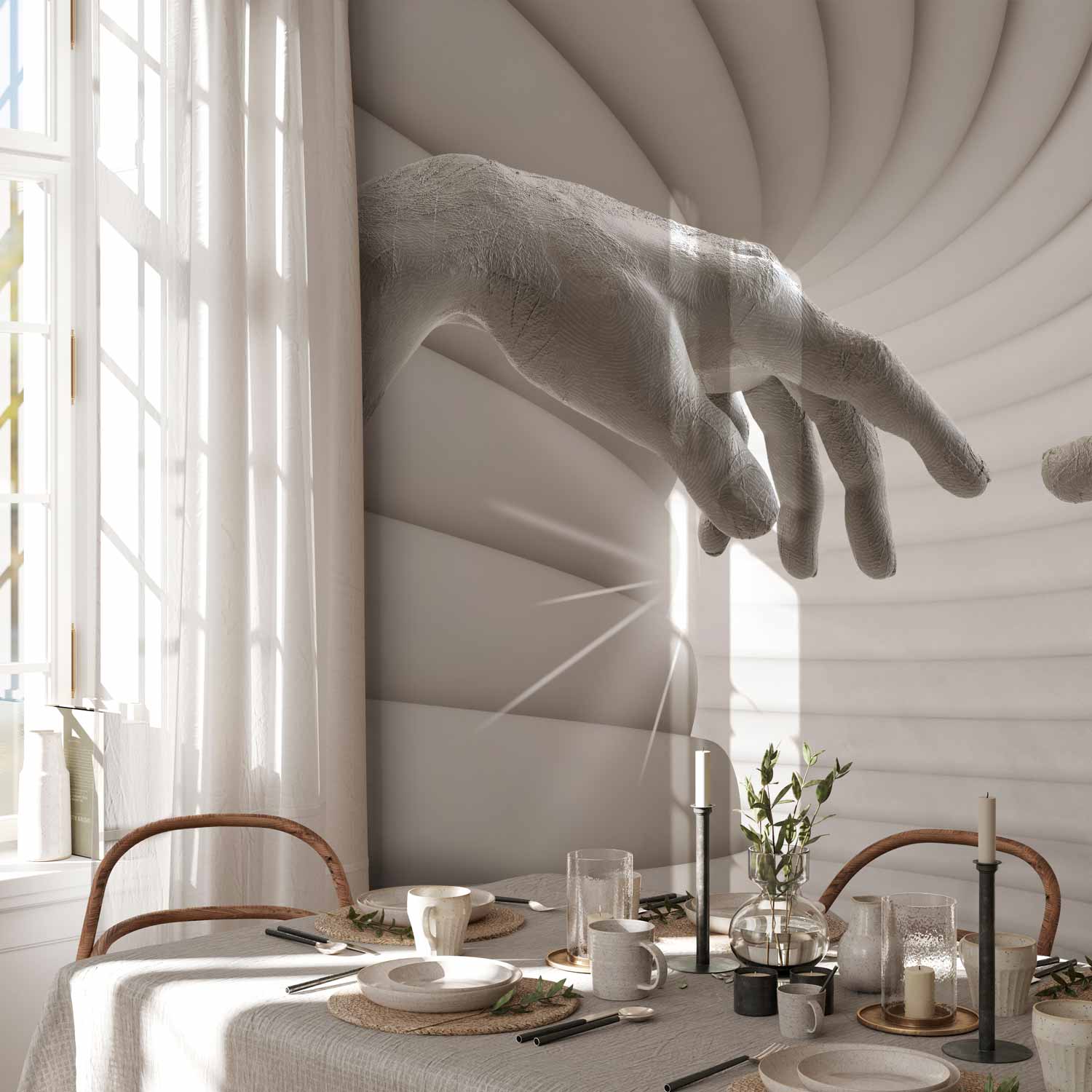 Abstract Silhouette Touch Modern Wall Mural