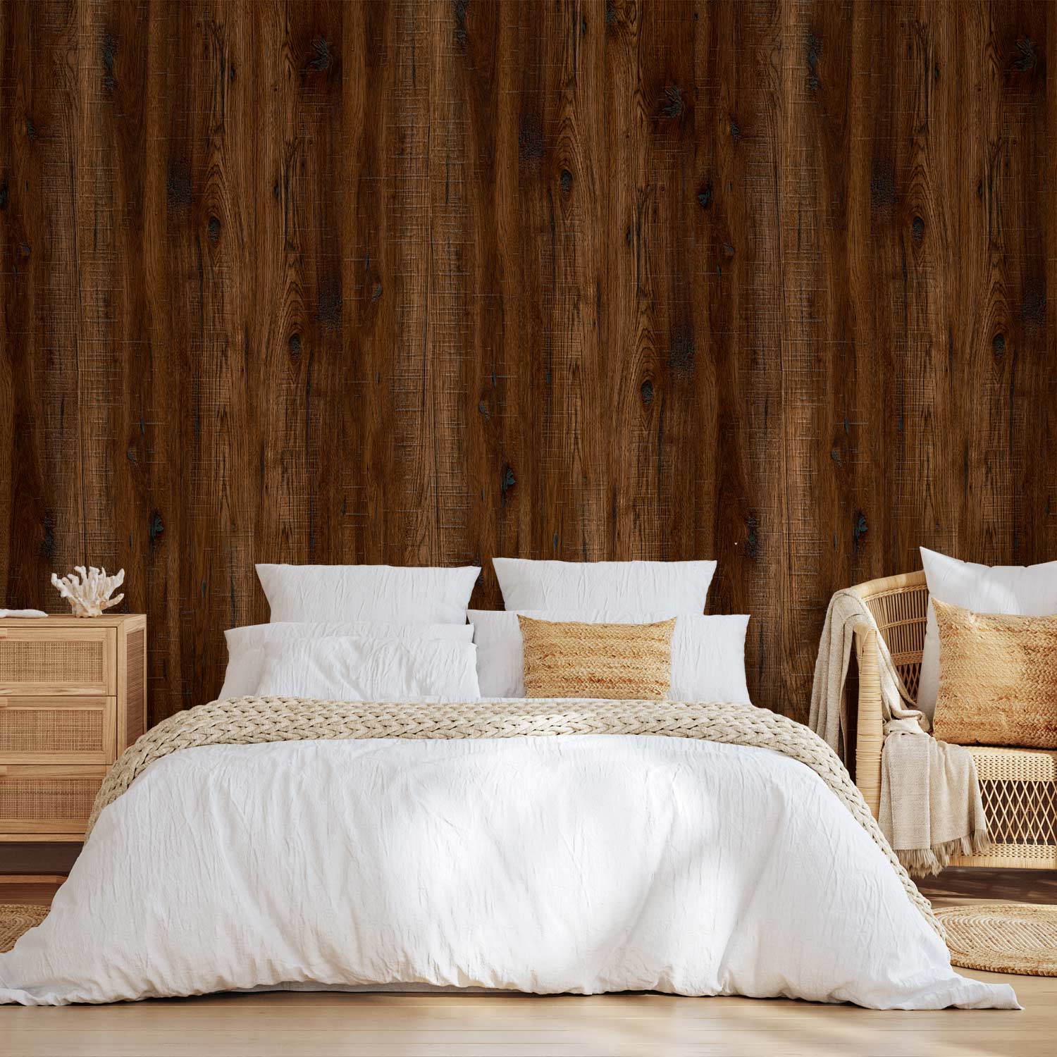 Dark Wood Grain Rustic Wallpaper