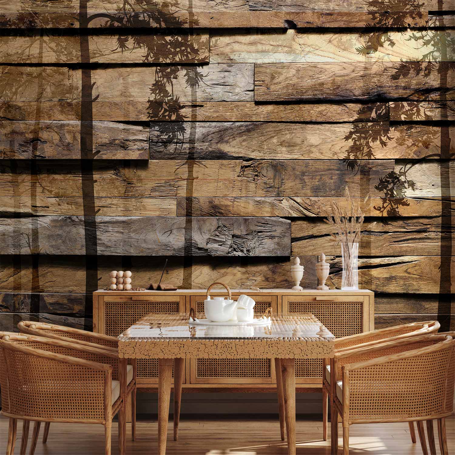 Shadow Tree Silhouette Nature Wall Mural