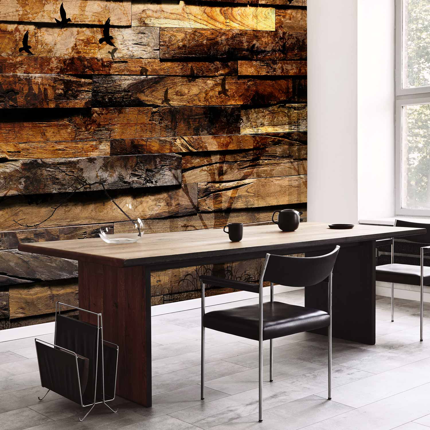 Textured Forest Birds Nature Wall Mural