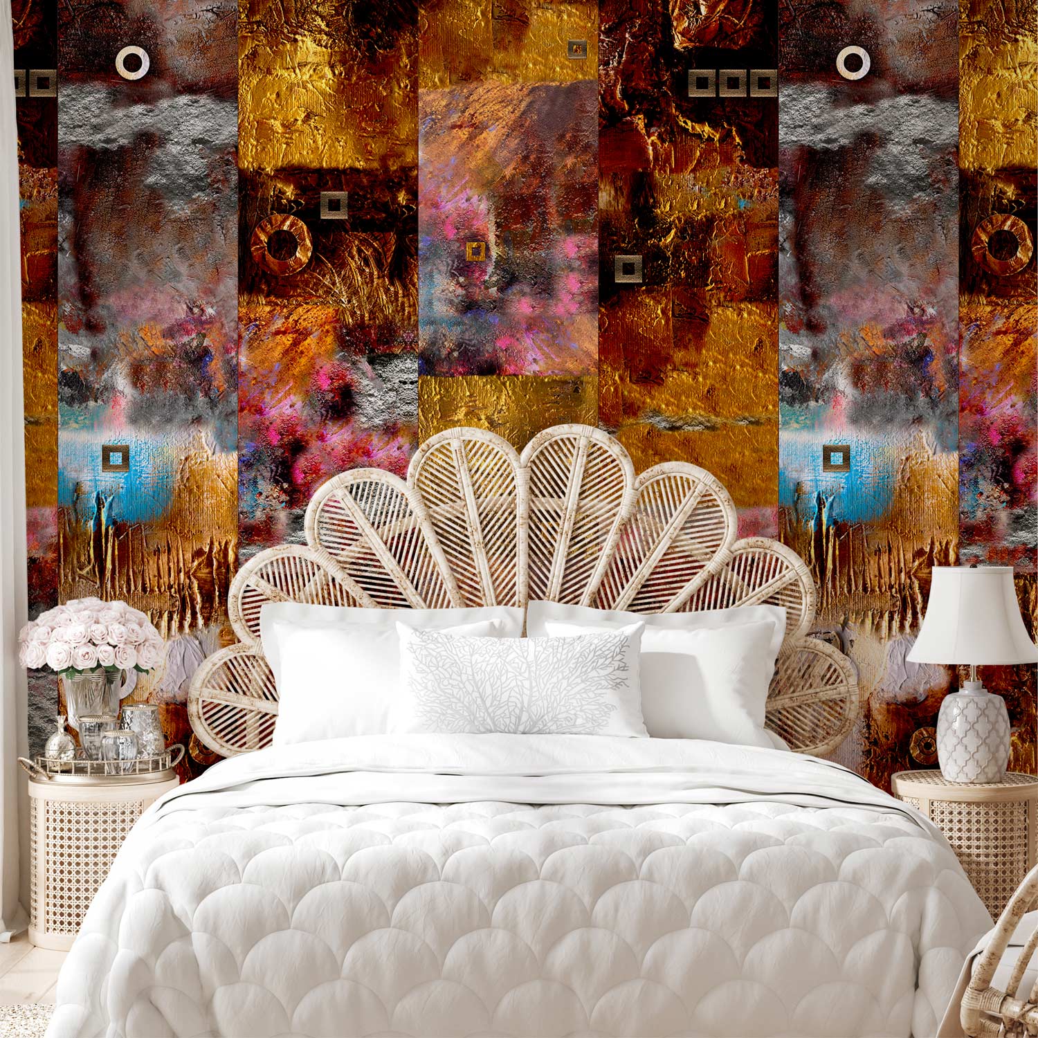 Painted Abstraction Geometric Multicolor Wallpaper