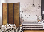 Golden Abstract Pattern 3-Panel Room Divider