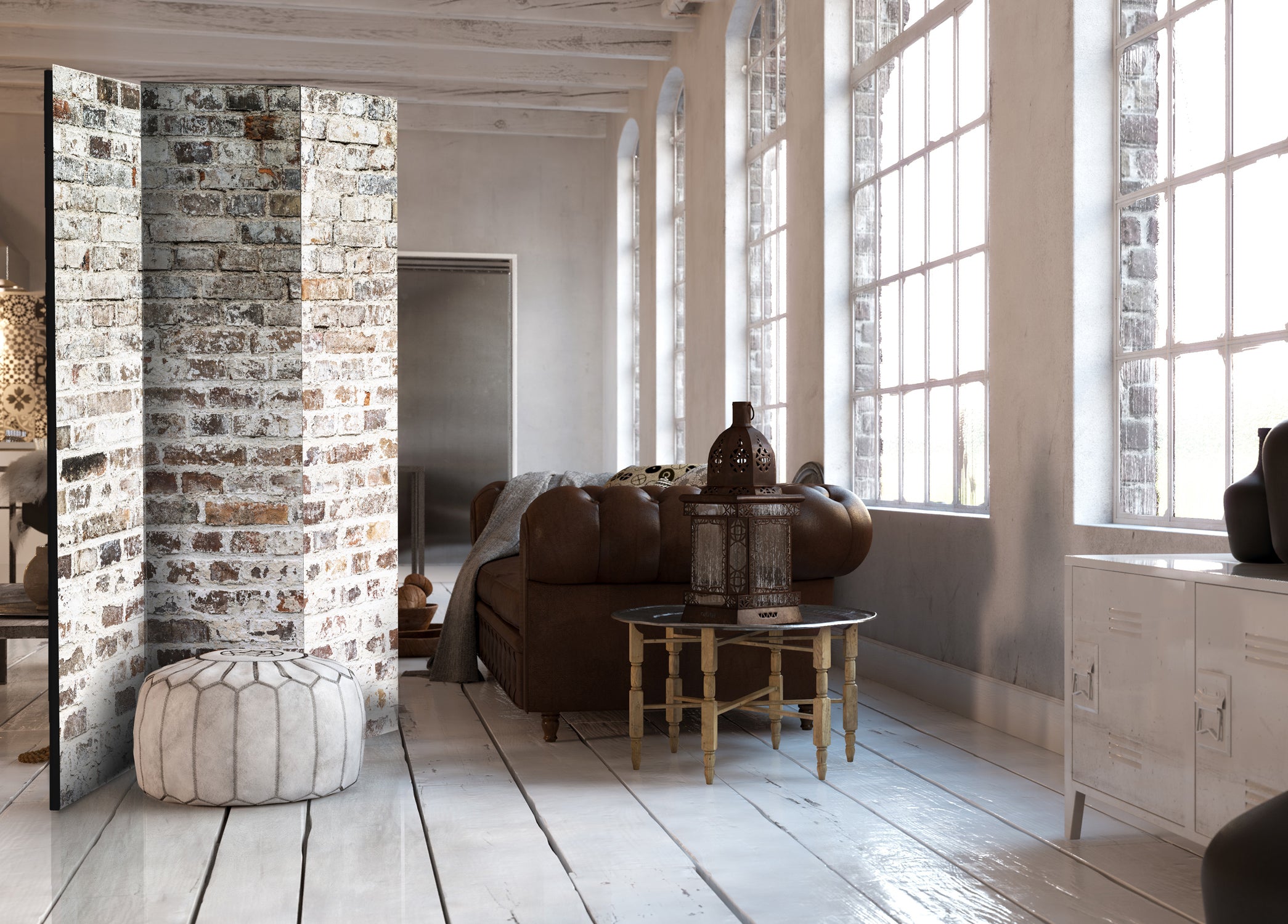 Colorful Concrete Texture Urban 3-Panel Room Divider