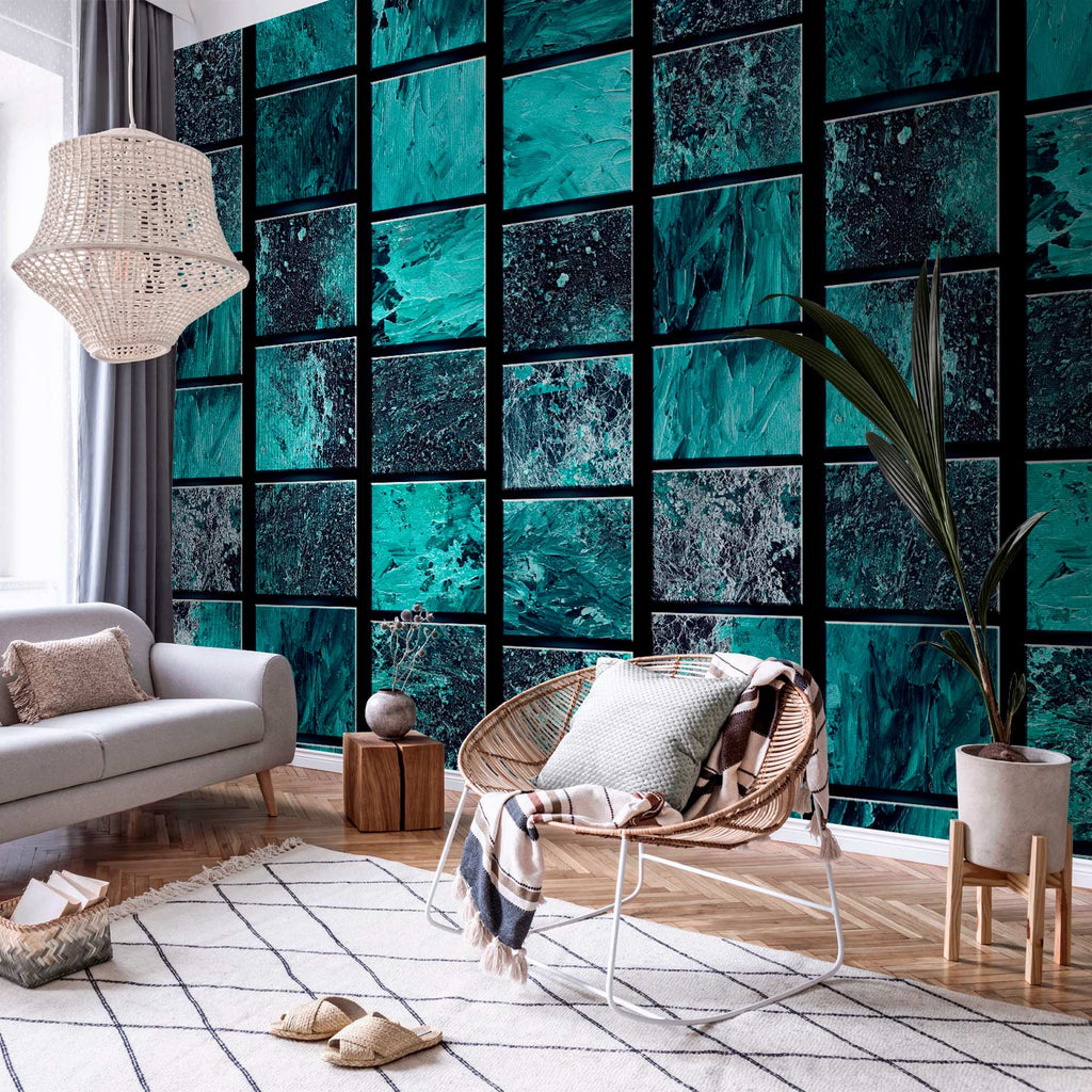 Azure Geometric Pattern Wallpaper