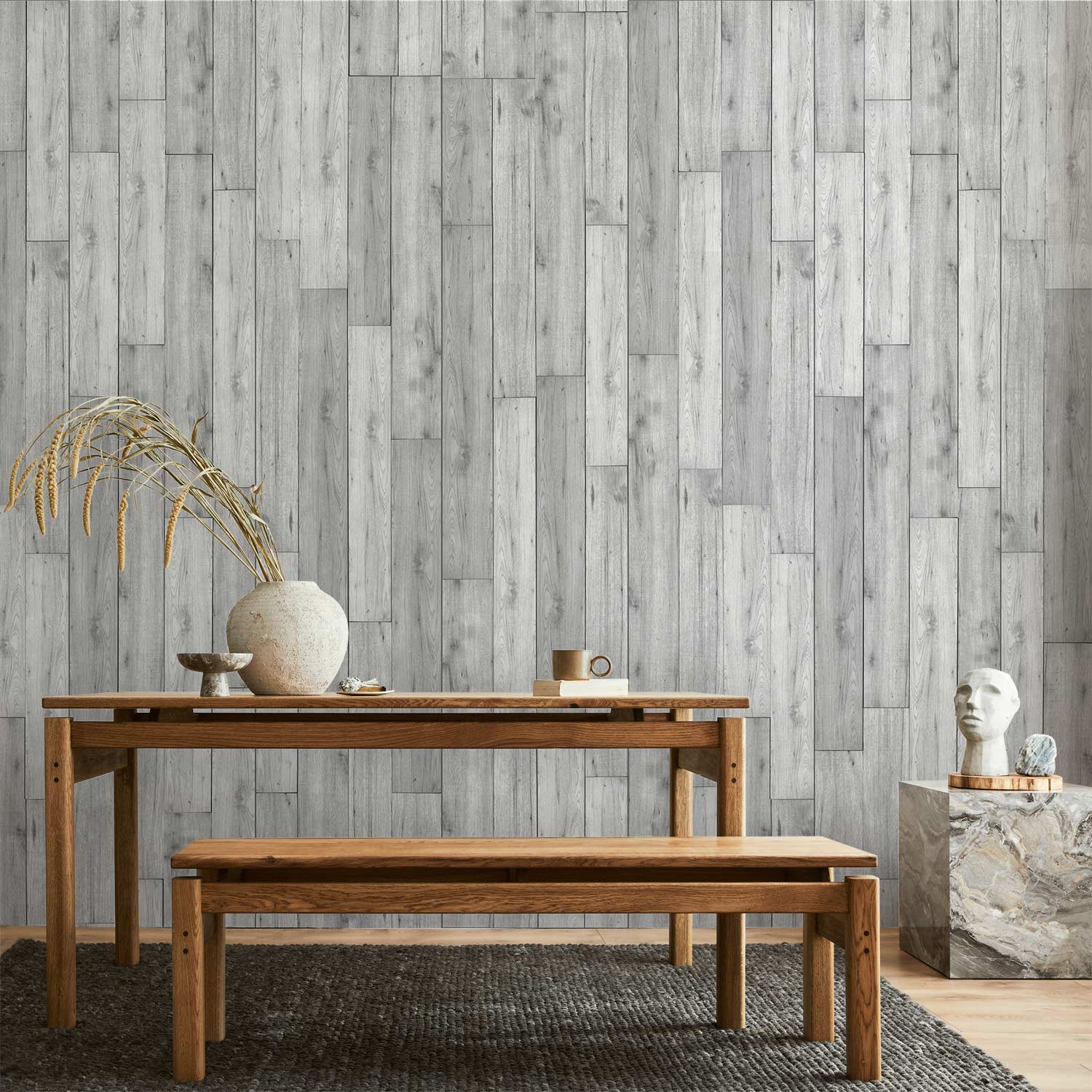 Grey Wood Texture Pattern Wallpaper