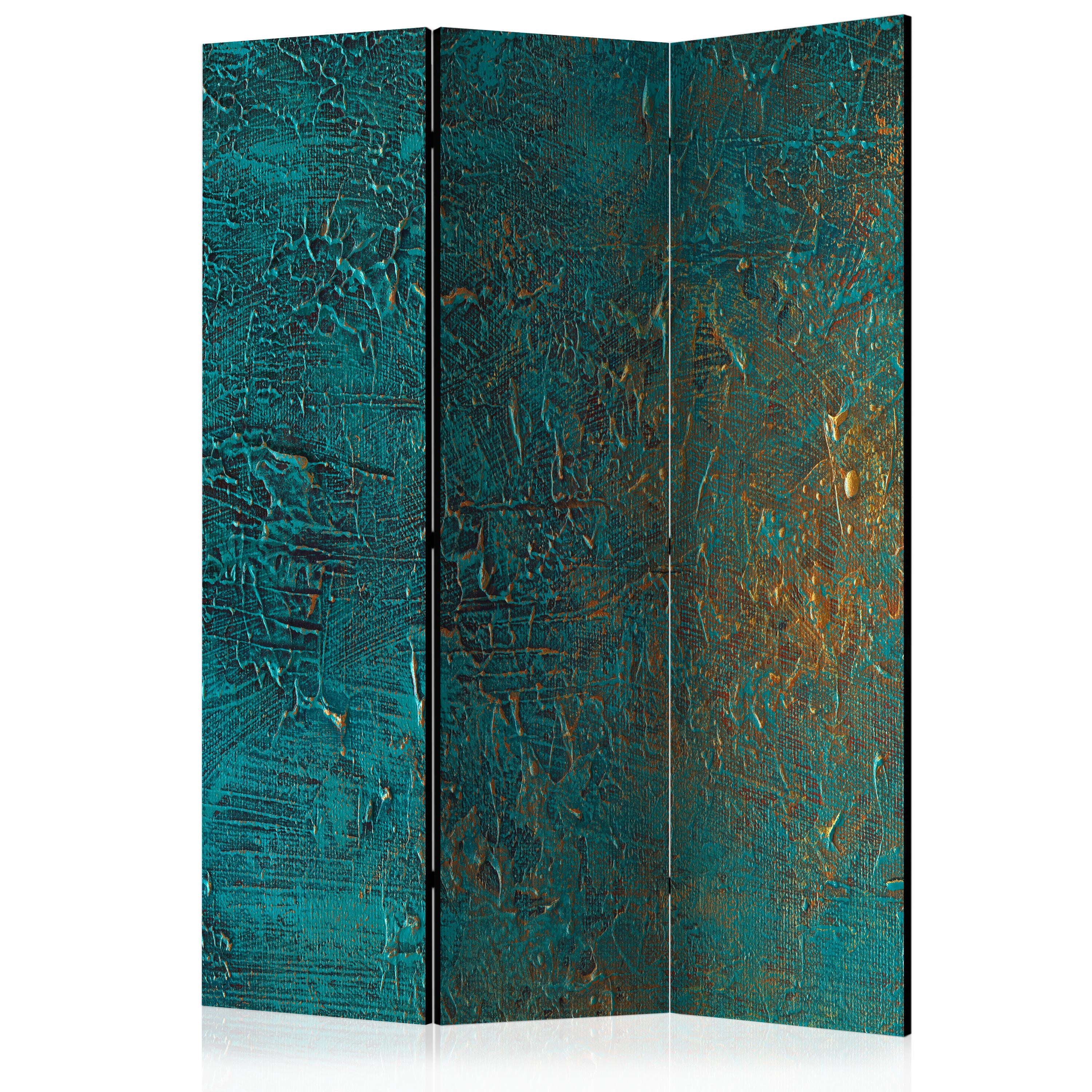 Azure Mirror Abstract Texture 3-Panel Room Divider