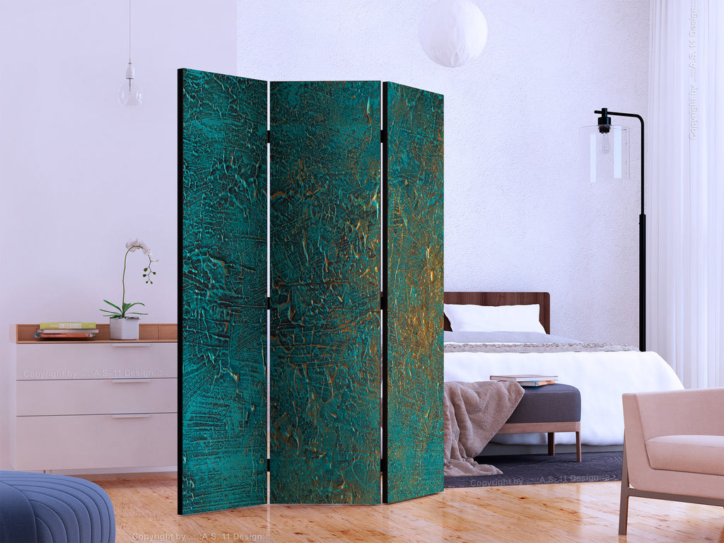 Azure Mirror Abstract Texture 3-Panel Room Divider