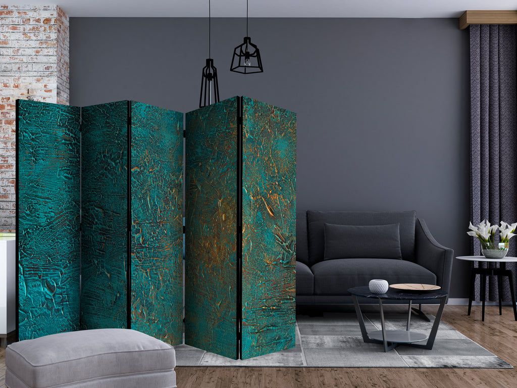 Azure Abstract Texture 5-Panel Room Divider