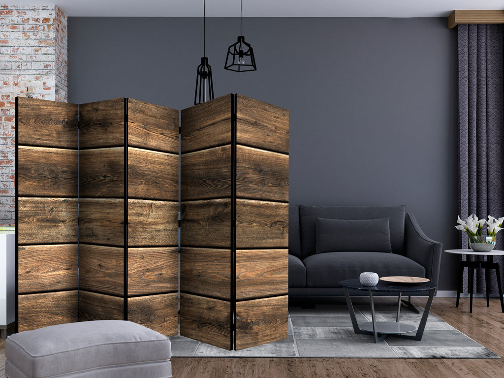 Forest Wood Texture Rustic 5-Panel Room Divider