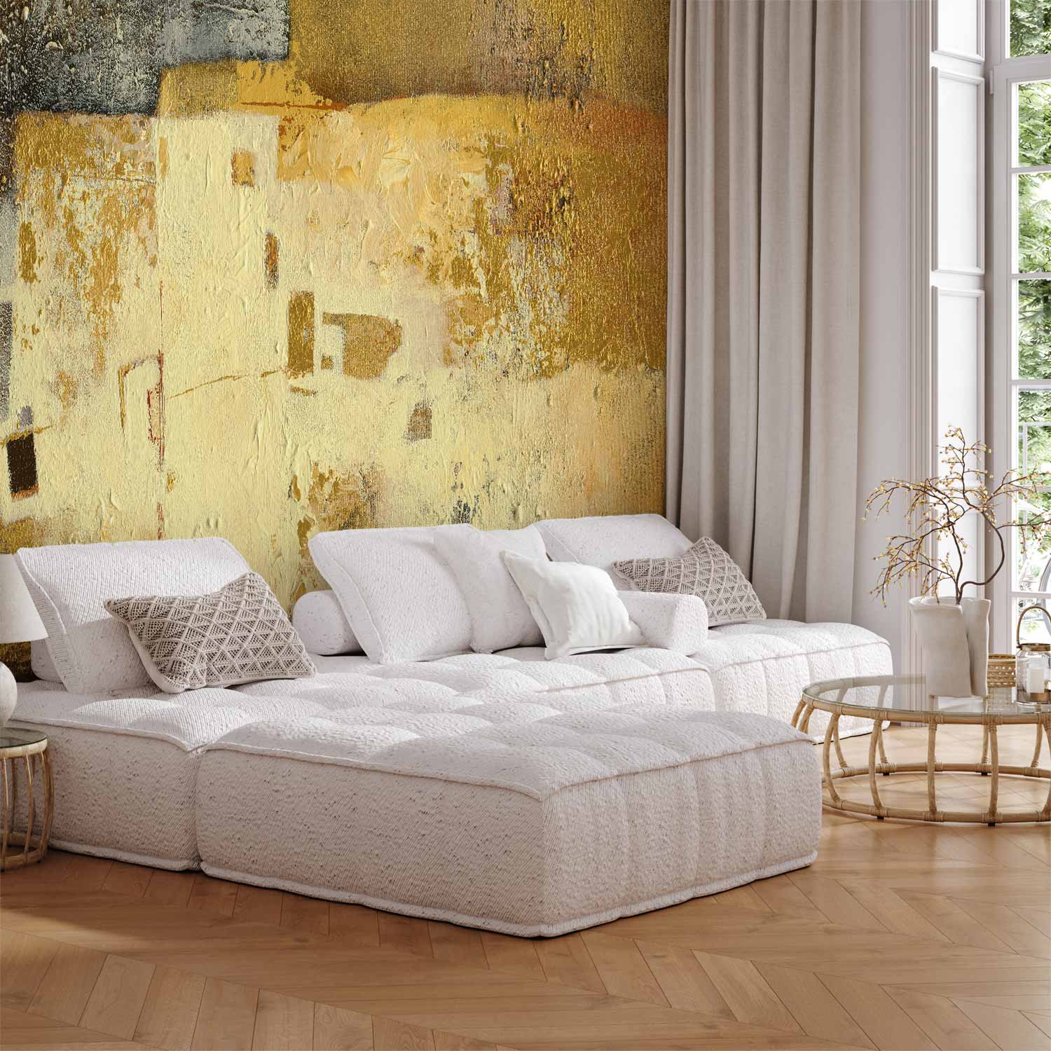 Golden Abstract Modern Wall Mural