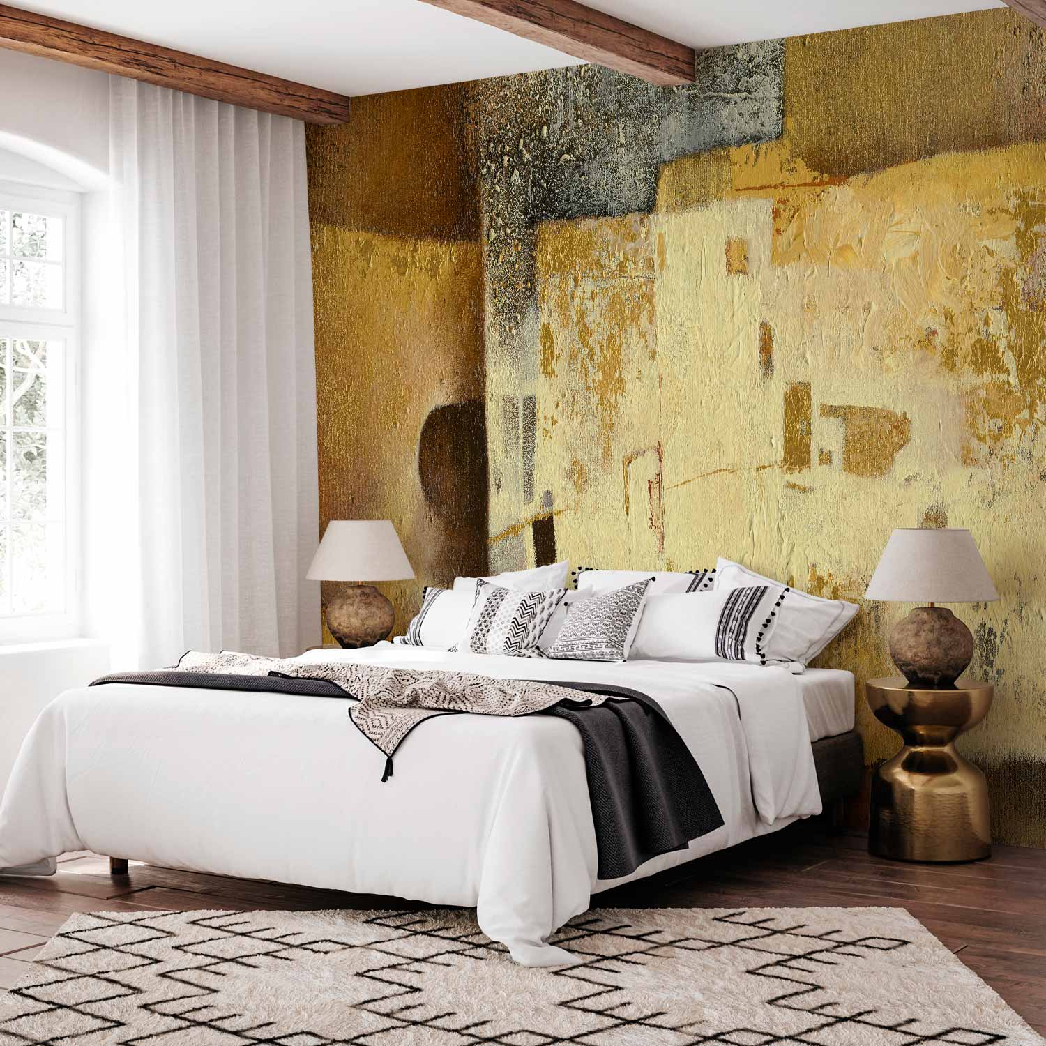 Golden Abstract Modern Wall Mural
