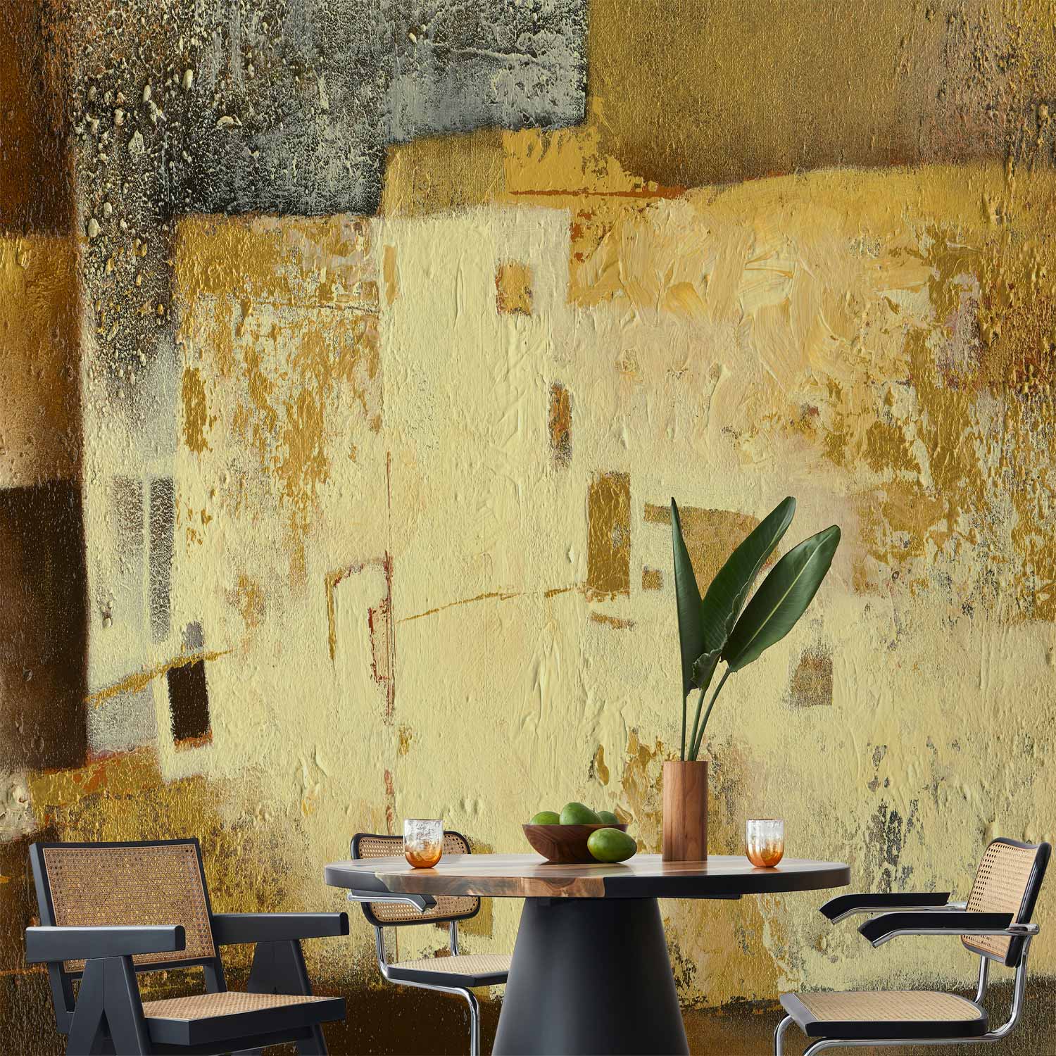 Golden Abstract Modern Wall Mural