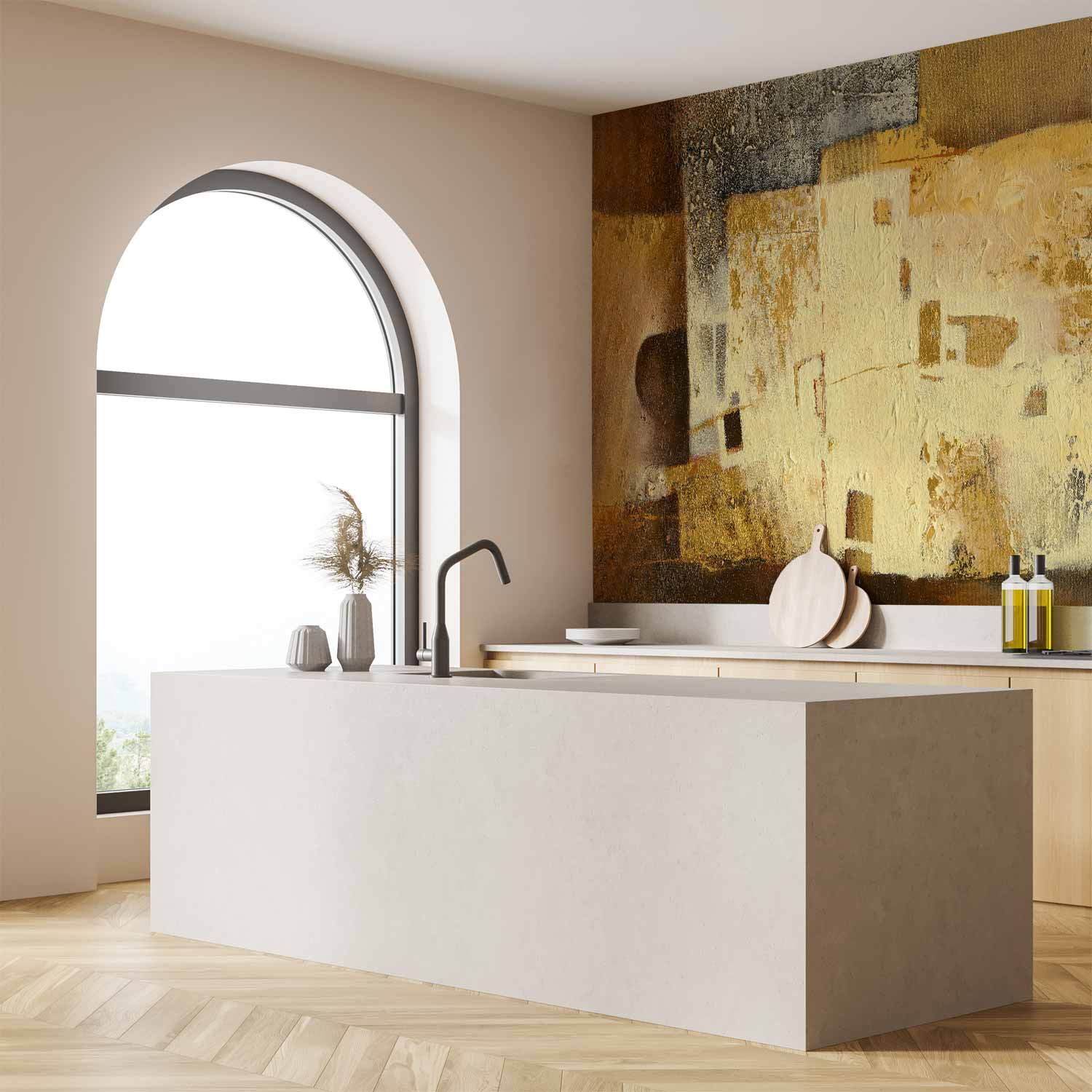 Golden Abstract Modern Wall Mural