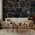 Stony Twilight Black Stone Texture Wall Mural