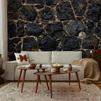 Stony Twilight Black Stone Texture Wall Mural