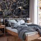 Stony Twilight Black Stone Texture Wall Mural
