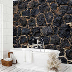 Stony Twilight Black Stone Texture Wall Mural