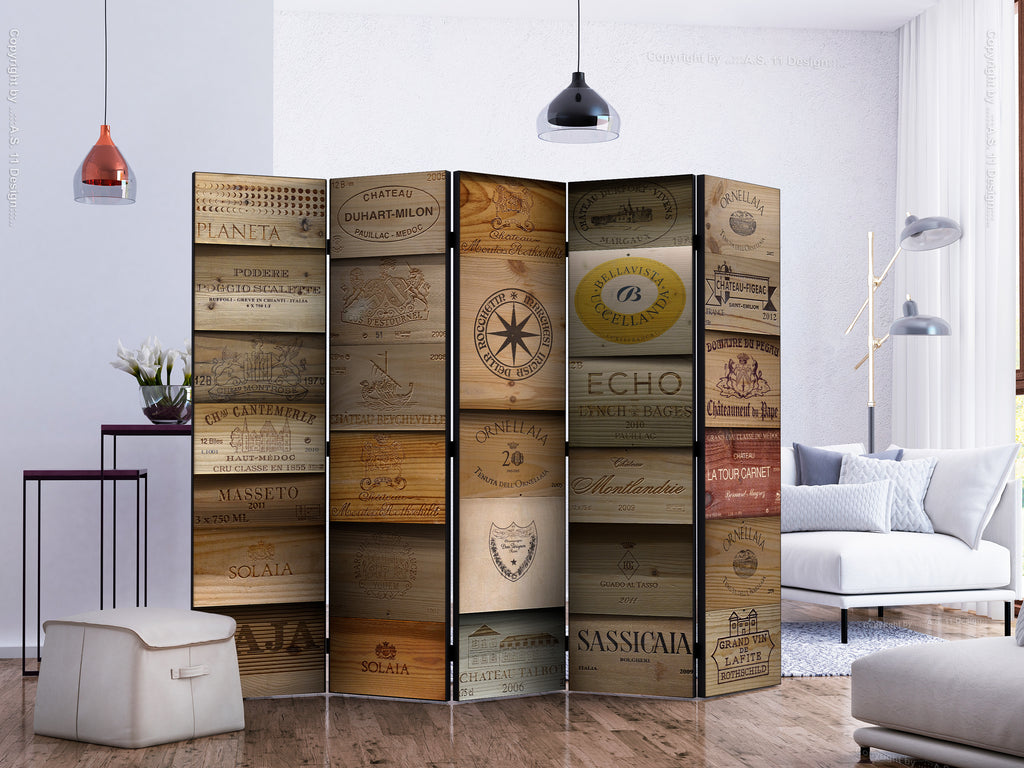 Old Vineyard Wood Texture 5-Panel Room Divider