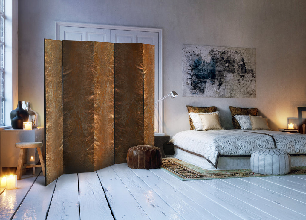 Copper Texture Modern 5-Panel Room Divider