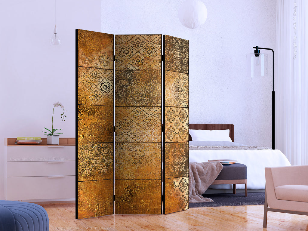 Vintage Tile Mandala 3-Panel Room Divider