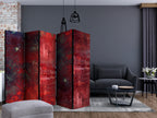 Red Concrete Texture 5-Panel Room Divider