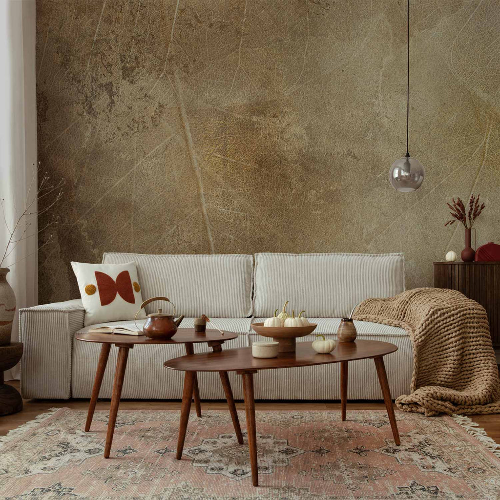 Golden Leaf Texture Vintage Wall Mural