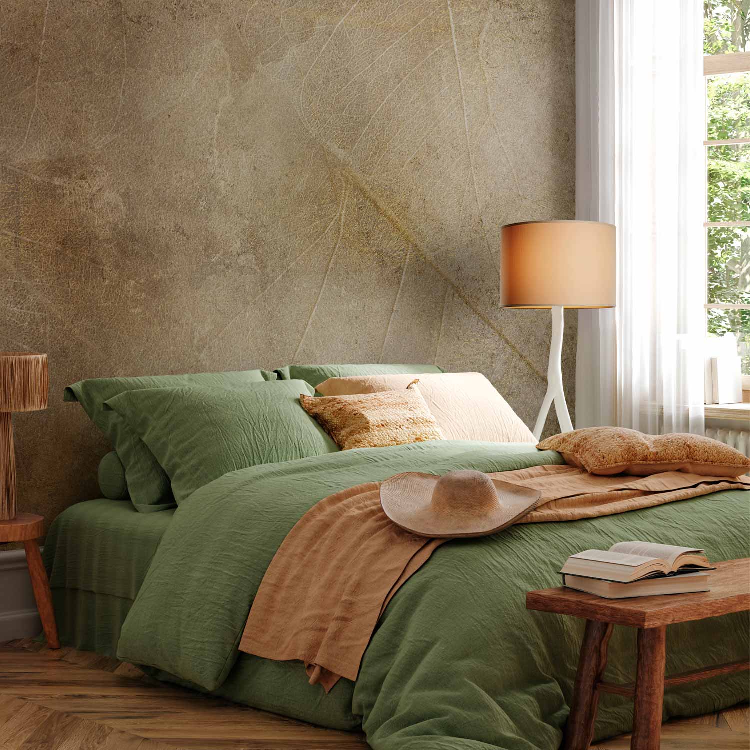 Golden Leaf Texture Vintage Wall Mural