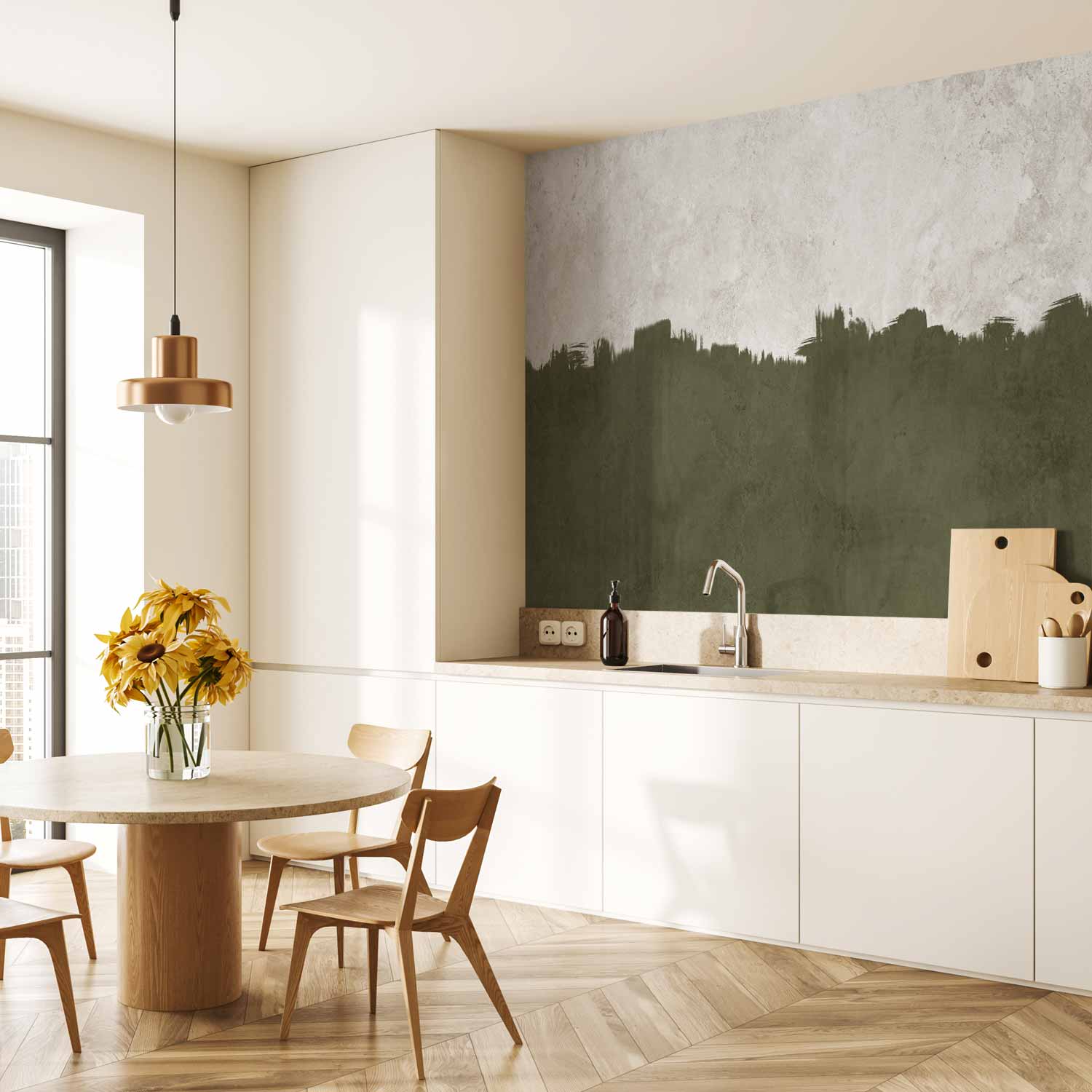 Olive Abstract Pattern Wall Mural