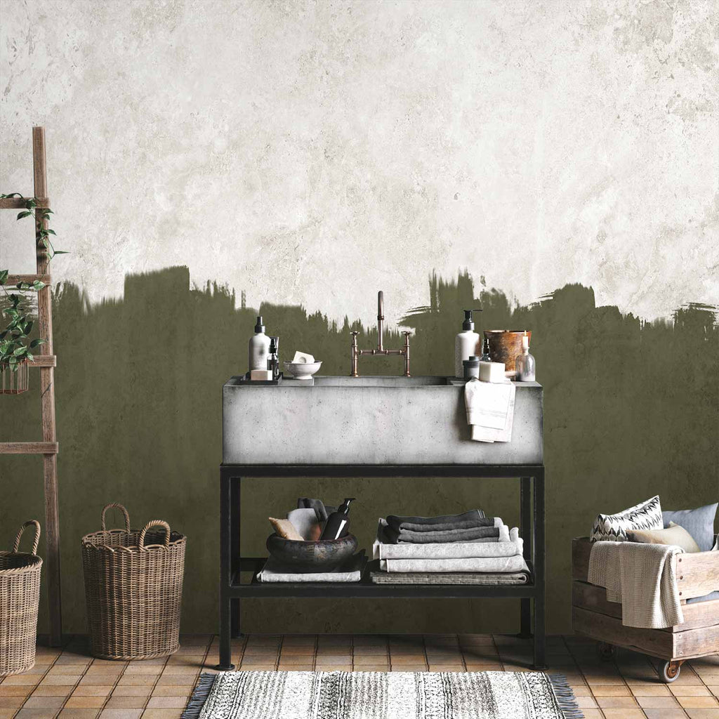 Olive Abstract Pattern Wall Mural