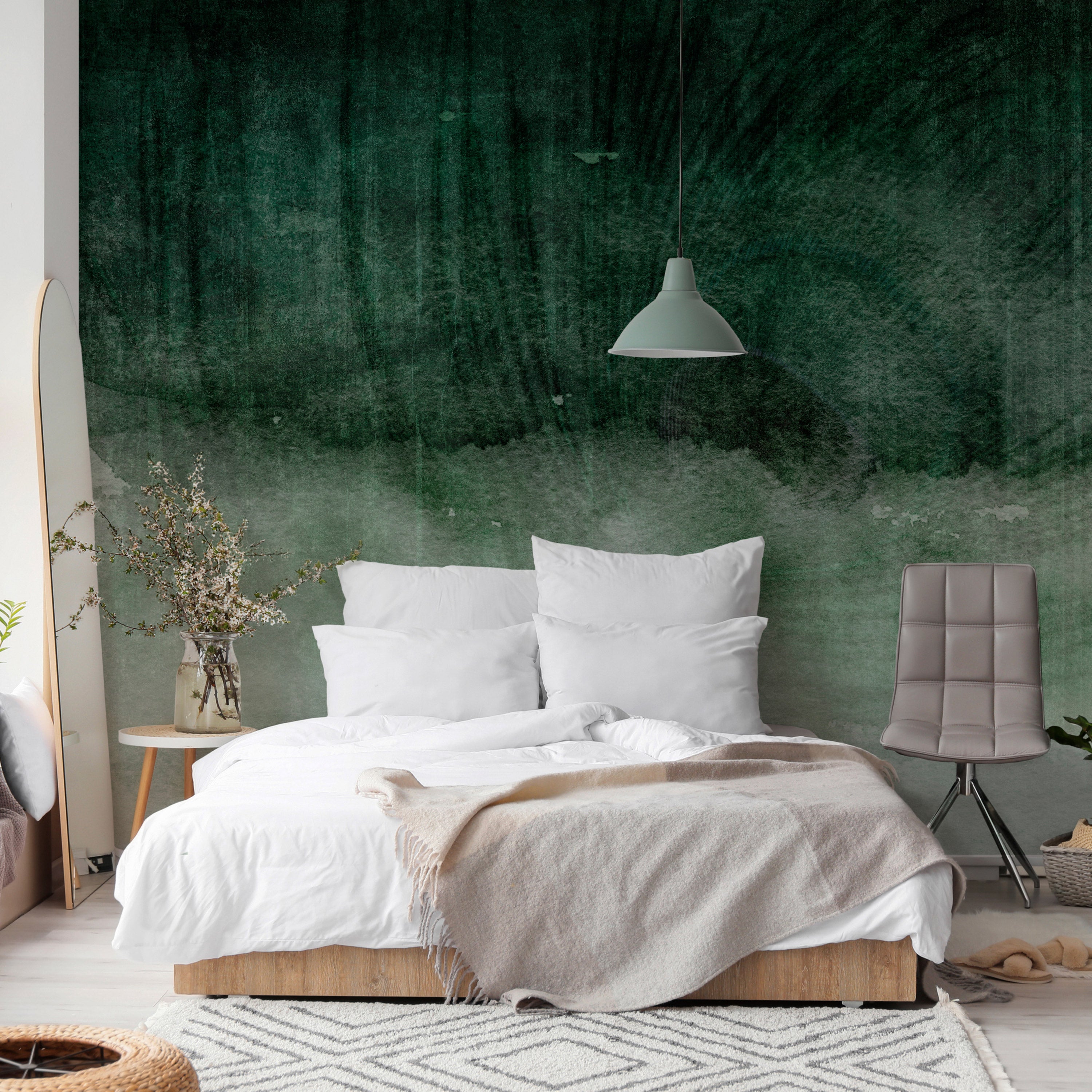 Wall Mural On the Edge - Second Variant (Green, Beige, Grey)