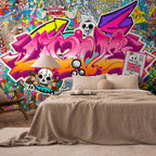 Wall Mural Street Art Abstract Urban Colour Graffiti Mural with Lettering