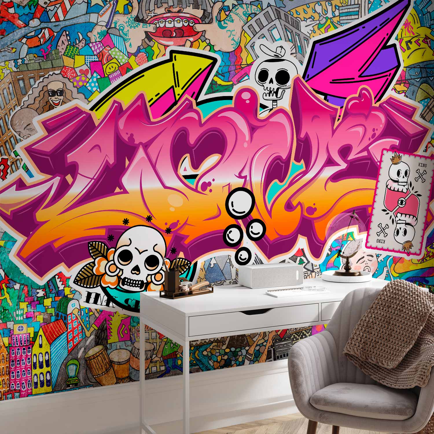 Abstract Urban Graffiti Lettering Wall Mural