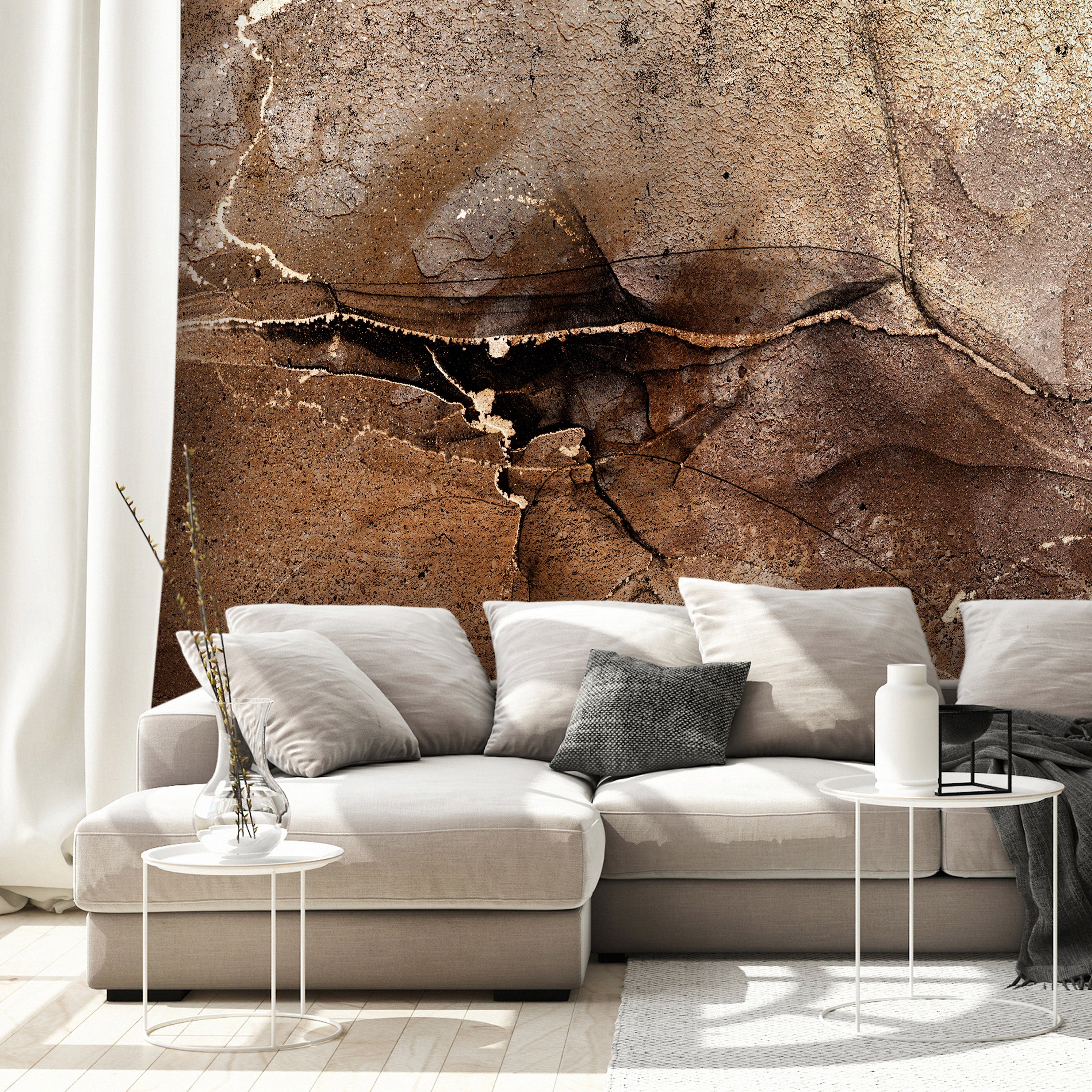 Wall mural rock abstraction brown beige