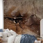 Cracked Stone Rock Abstraction Brown Beige Wall Mural