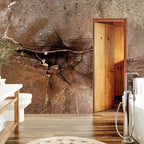 Cracked Stone Rock Abstraction Brown Beige Wall Mural