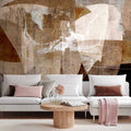 Brown Geometric Abstraction Wall Mural