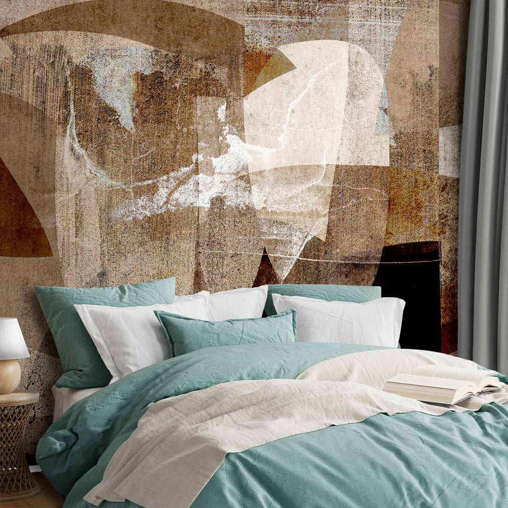 Brown Geometric Abstraction Wall Mural