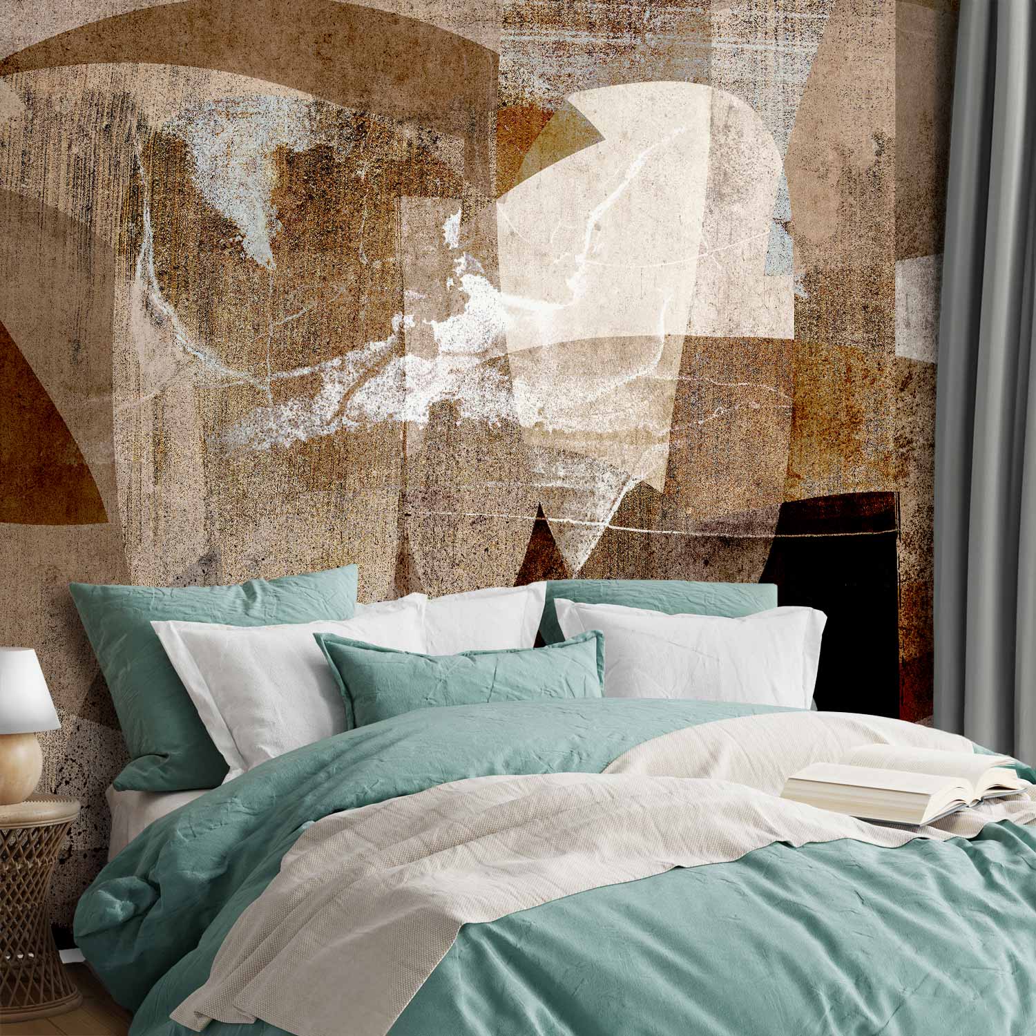 Brown Geometric Abstraction Wall Mural