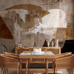 Brown Geometric Abstraction Wall Mural