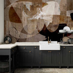 Wall Mural Geometric Abstraction with Shapes in Brown Tones