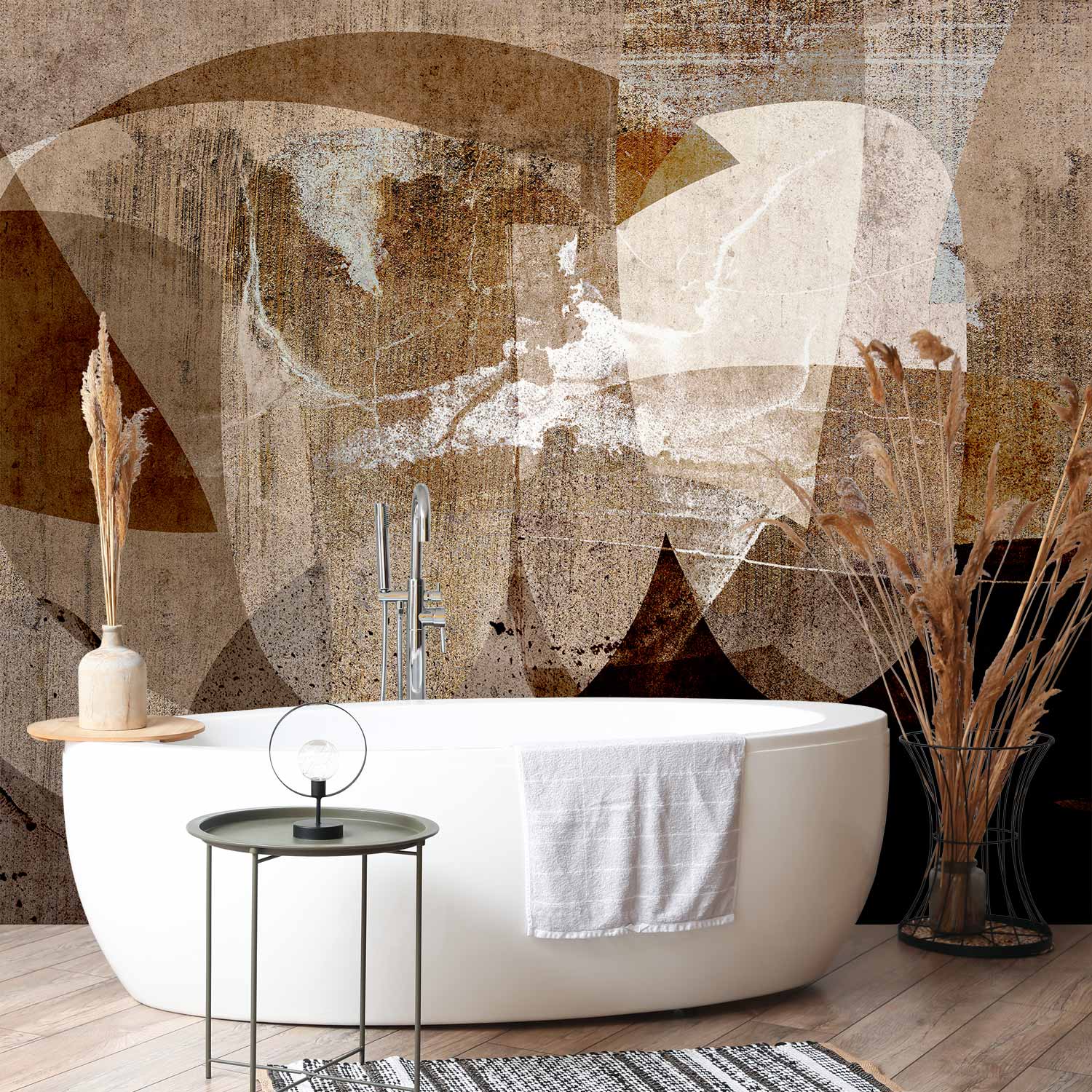 Brown Geometric Abstraction Wall Mural