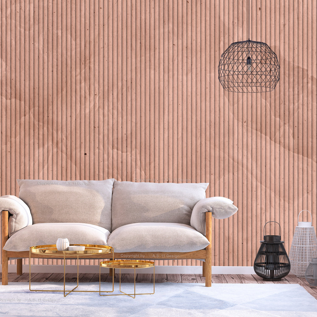 Wall Mural Pink Reed with Textured Vertical Stripes