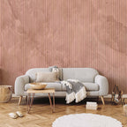 Wall Mural Pink Reed with Textured Vertical Stripes