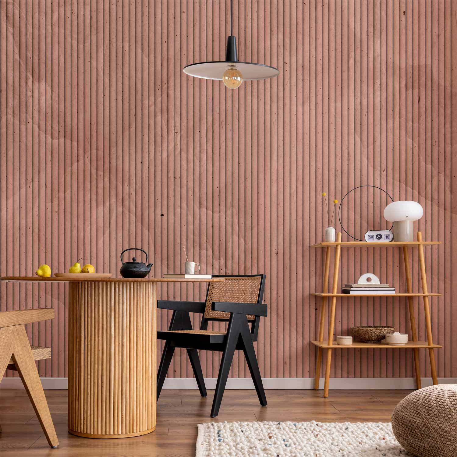Pink Textured Vertical Stripe Pattern Wall Mural
