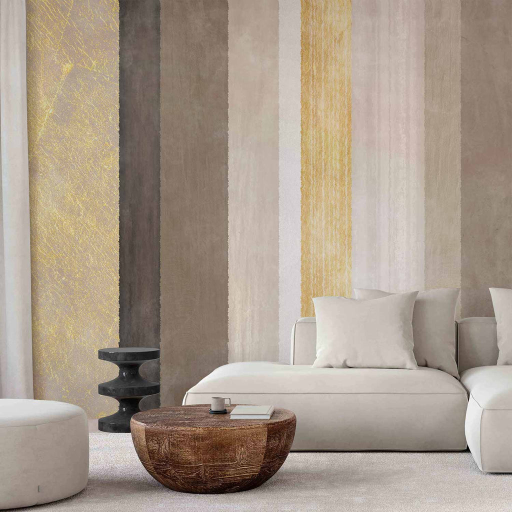 Wall Mural Striped Pattern Abstract Background with Gold Accent